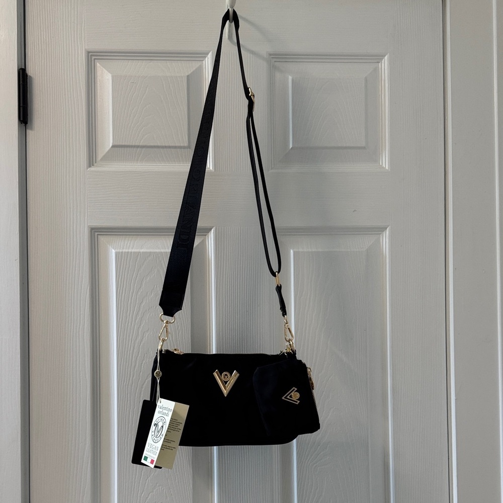 Valentino Orlandi Black Nylon Shoulder Bag with Removable Pouch - Picture 2 of 11